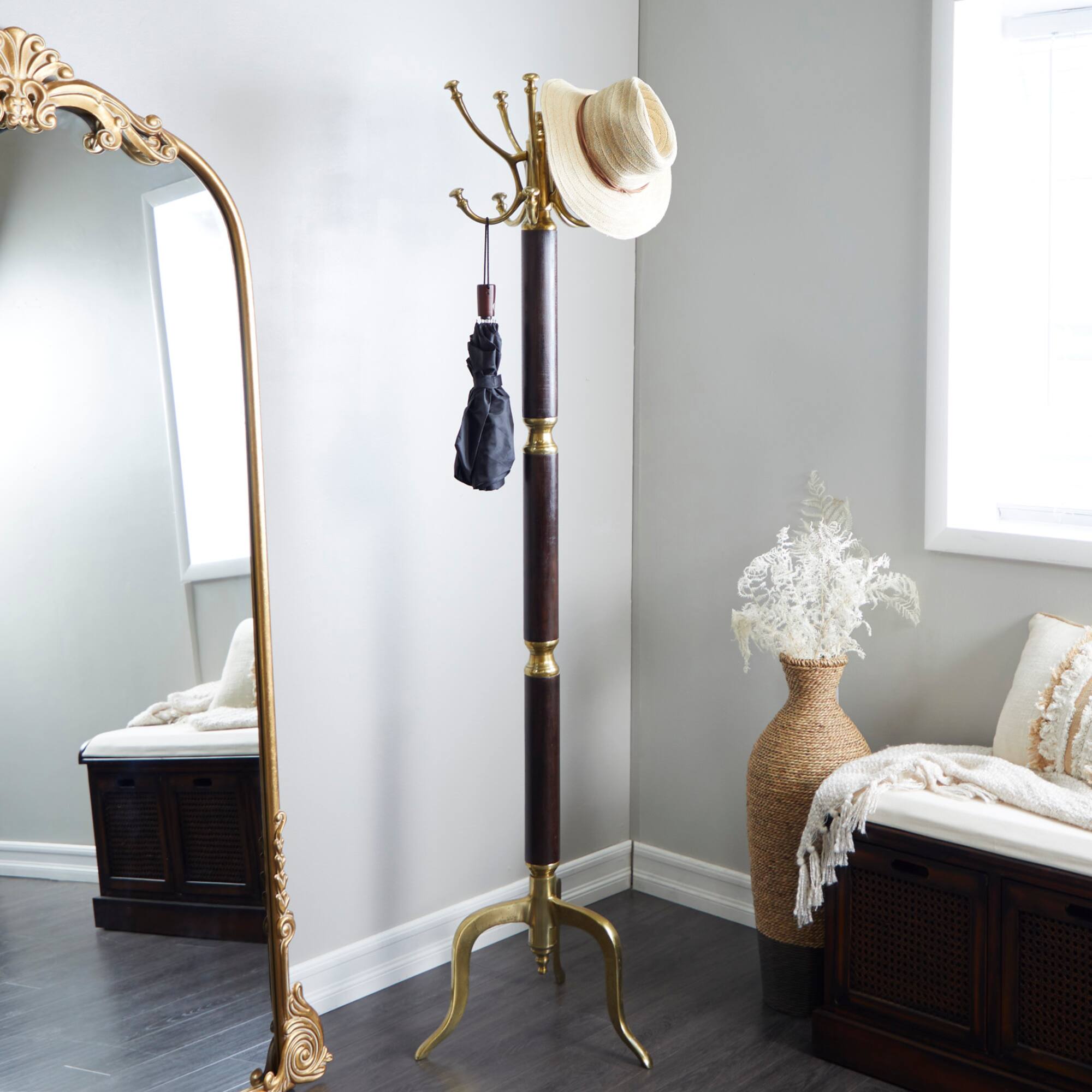 Gold Aluminum Traditional Coat Rack, 18" x 18" x 72"